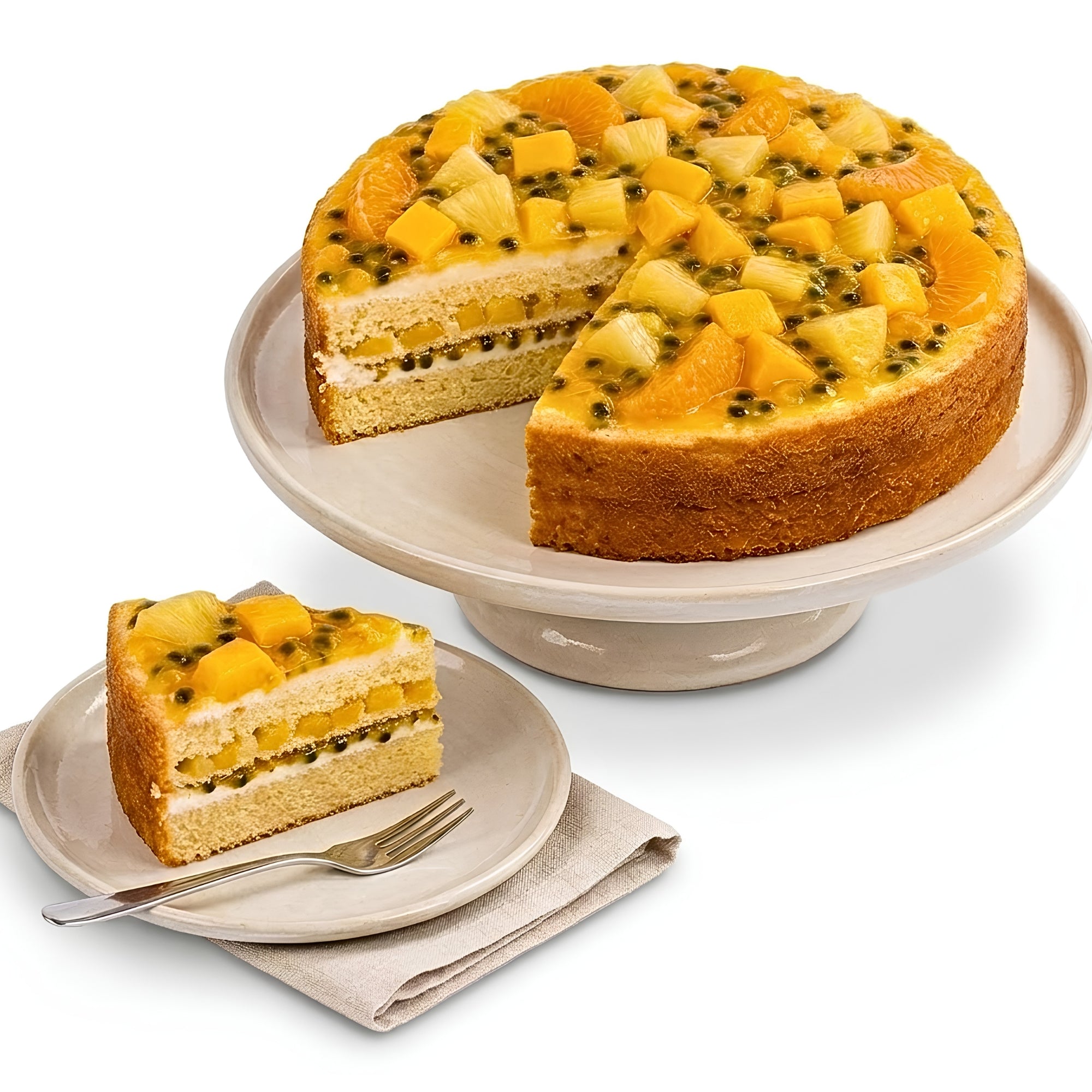 Andy Anand Gluten Free Dairy Free Vegan Tropical Fruit Cake 9 Inch 2.9 lbs – Tropical Glaze, Moist Sponge, Egg Free, Handmade Gourmet Birthday Gift
