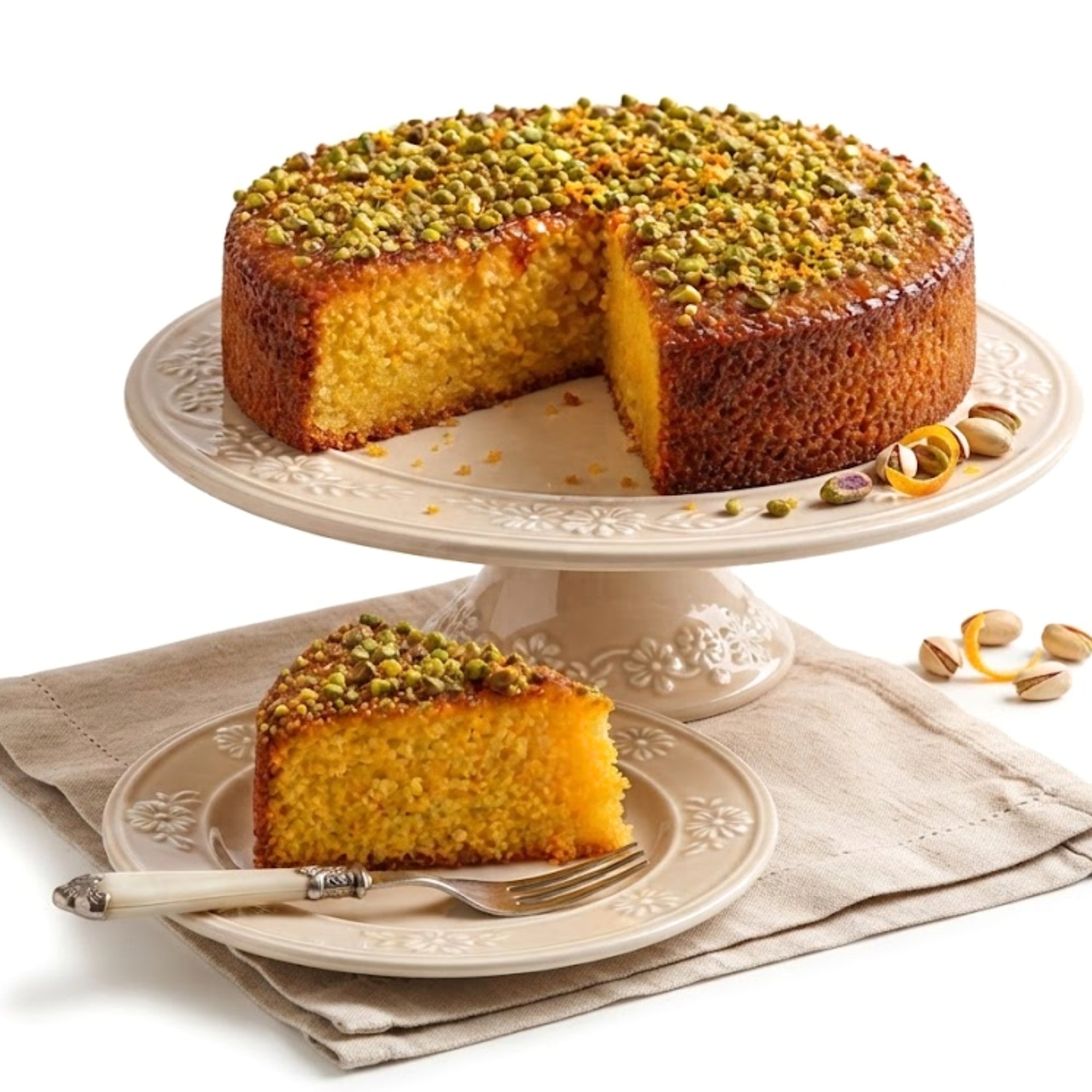 Andy Anand Authentic Sugar Free Greek Portokalopita Cake – Keto Friendly, No Sugar Added, Diabetic Friendly Syrup Cake with Fresh Orange Zest & Pistachios