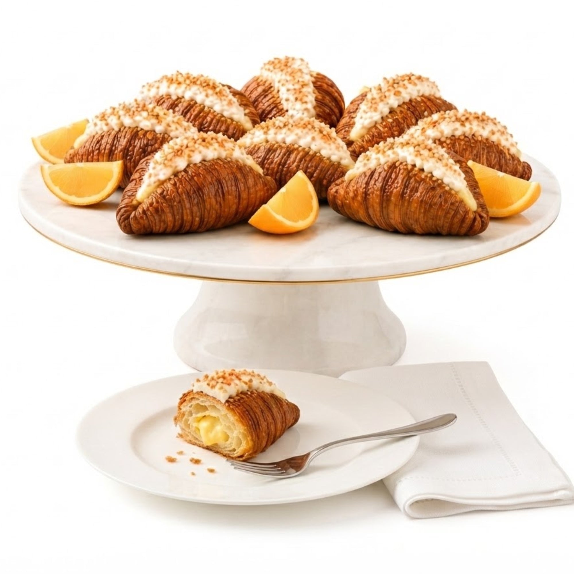 Andy Anand Sugar-Free White Chocolate Lemon Coconut Croissant Cake, 10 pc, 2 lb – Keto-Friendly &amp; Diabetic-Friendly, No Sugar Added, Hand-Rolled Birthday Gift Box