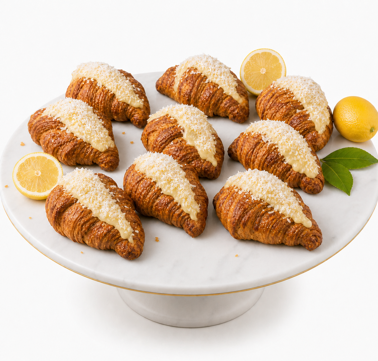 Andy Anand Sugar-Free White Chocolate Lemon Coconut Croissant Cake, 10 pc, 2 lb – Keto-Friendly &amp; Diabetic-Friendly, No Sugar Added, Hand-Rolled Birthday Gift Box