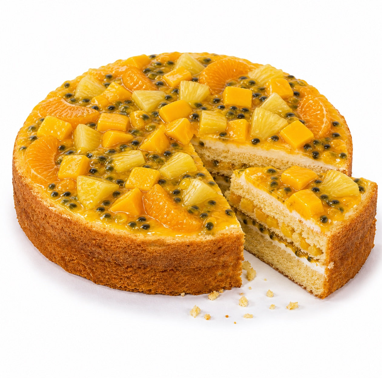 Andy Anand Sugar-Free Tropical Fruit Cake 9 Inch 2.9 lbs – Stevia Sweetened Tropical Glaze, Moist Sponge, Handmade Gourmet Birthday Gift, Fresh Baked California