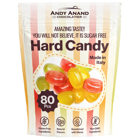 Andy Anand 80 Pc Sugar free Hard Candy, Vitamin C enriched, Sweetened with Stevia 7 Oz, Keto & Diabetic-Friendly, Made in Italy