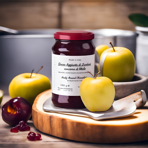 Andy Anand Sugar Free Apple Hand Made Jams, One Ingredient Made in Italy, 380 Grams, No sugar Added, Decadent & Delicious
