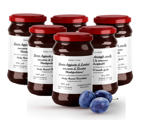 Andy Anand Plum Jams- Preserve 6 Pcs, No sugar Added, Made in Italy