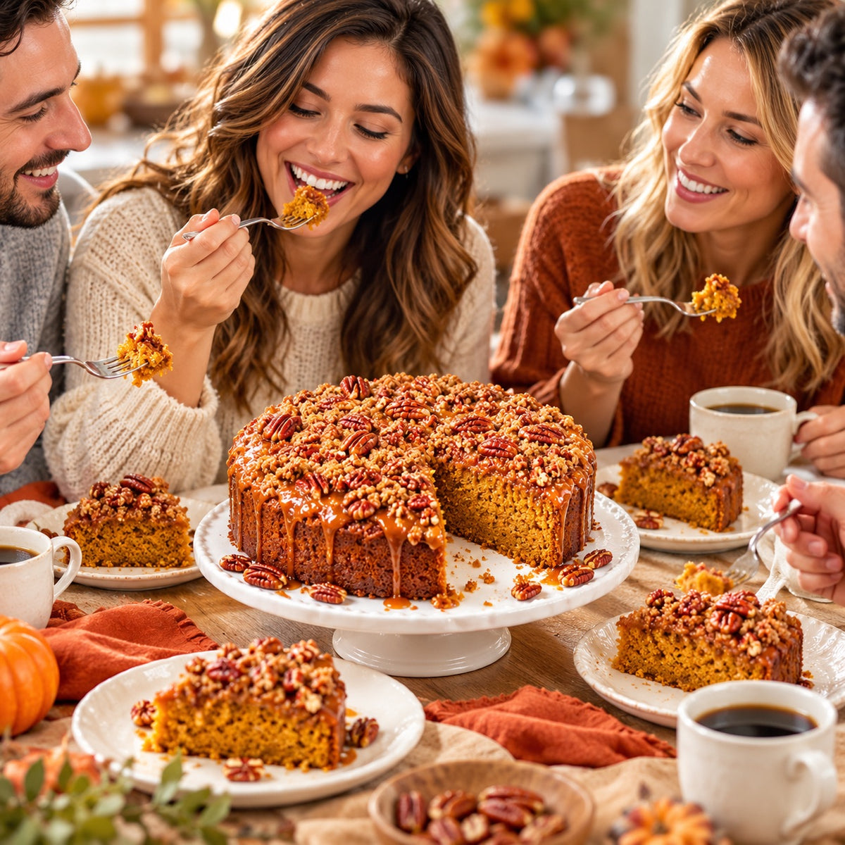 Andy Anand Sugar Free Caramel Pecan Pumpkin Cake 9" 2.9 lb, No Sugar Added, Stevia Sweetened, Keto &amp; Diabetic Friendly, Fresh Baked Fall Gourmet Gift
