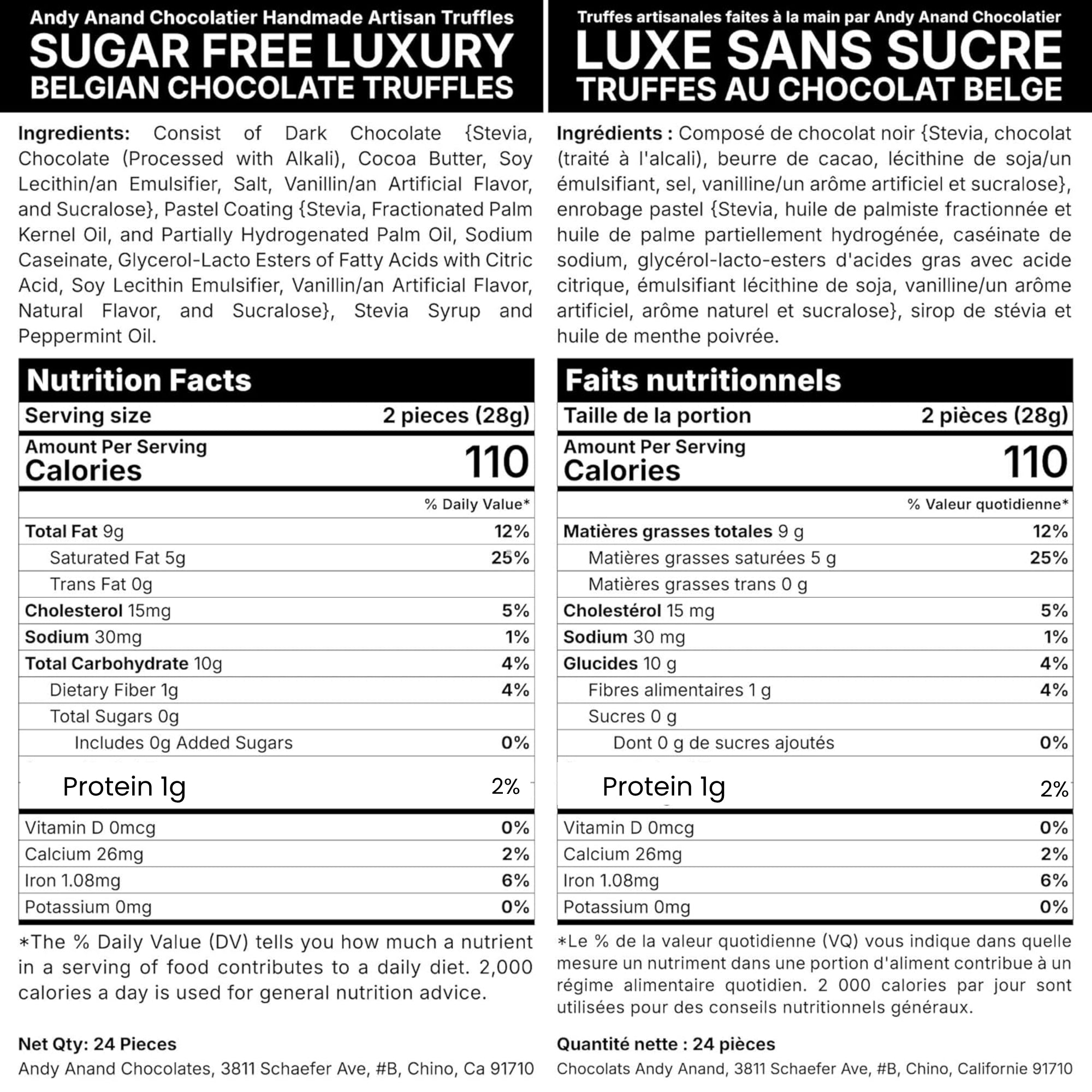 Andy Anand Sugar Free Belgian Chocolate Truffles – 15 Pc Luxury Assorted Flavors, 60% Cocoa Butter