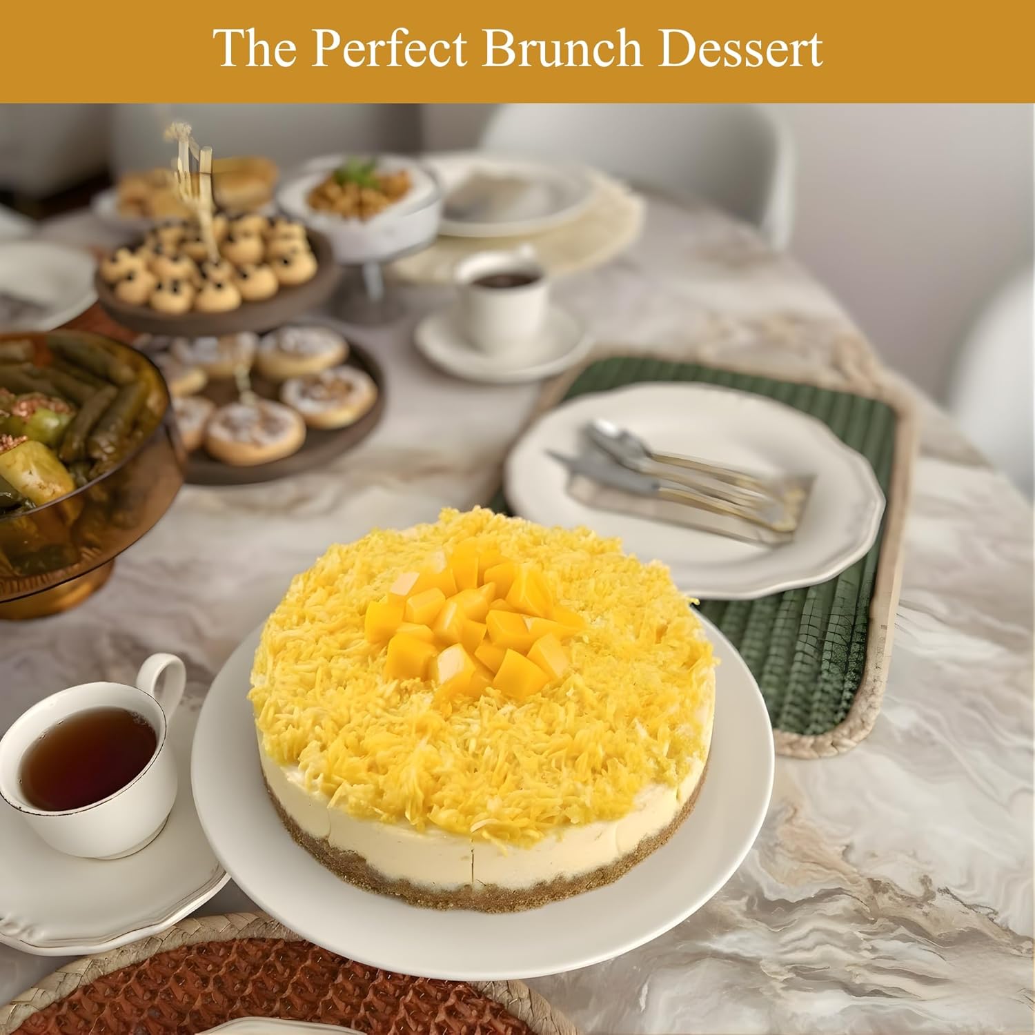 Andy Anand Sugar Free Coconut Mango Cheesecake, Diabetic & Keto Friendly, Authentic Recipe with Fresh California Cream Cheese, No Preservatives or Chemicals, Gourmet Sugar Free Dessert