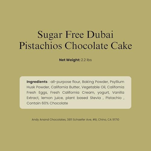 Luxury Sugar free Dubai chocolate cake ingredients