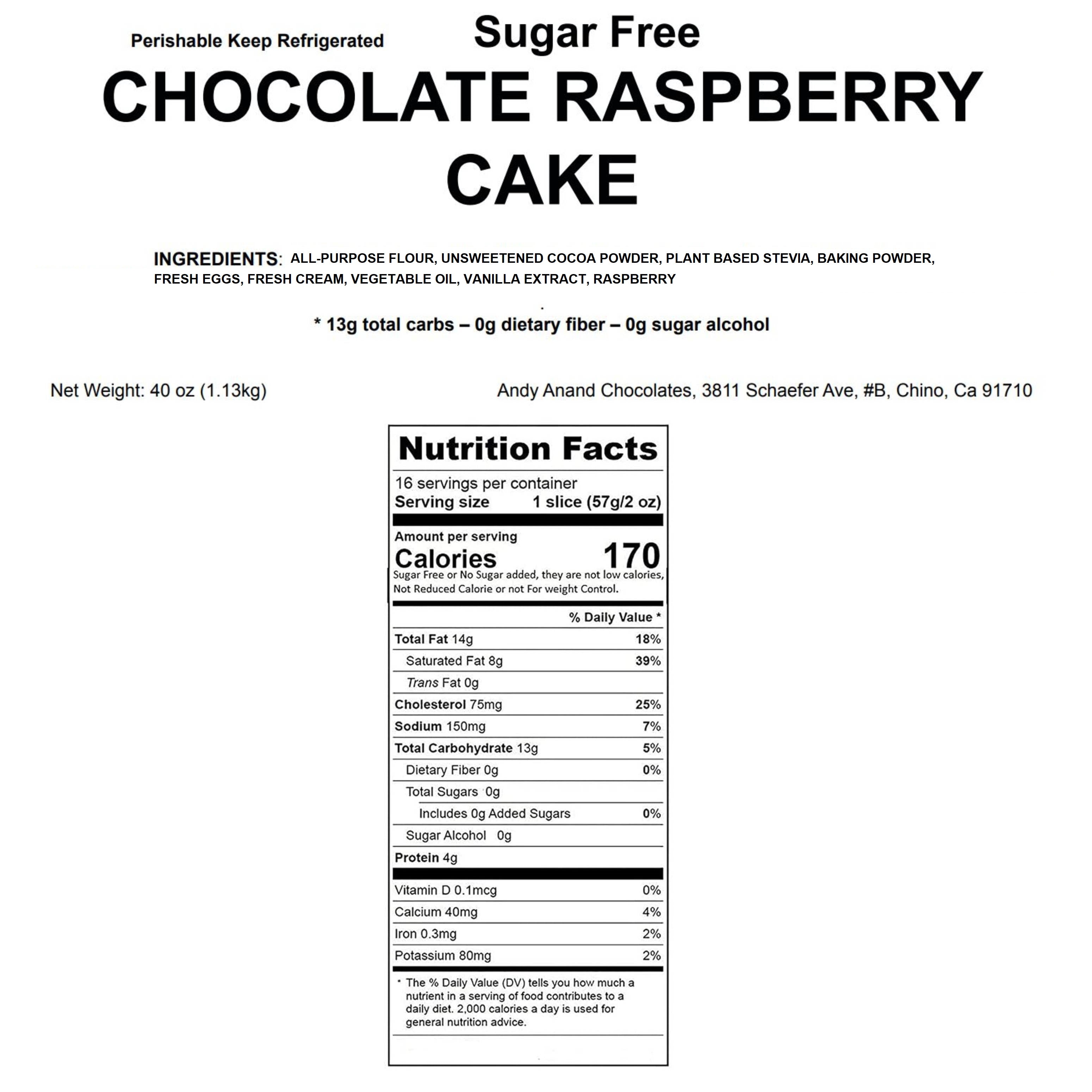 Sugar Free Raspberry Chocolate Truffle Cake Decadent 9-inch 