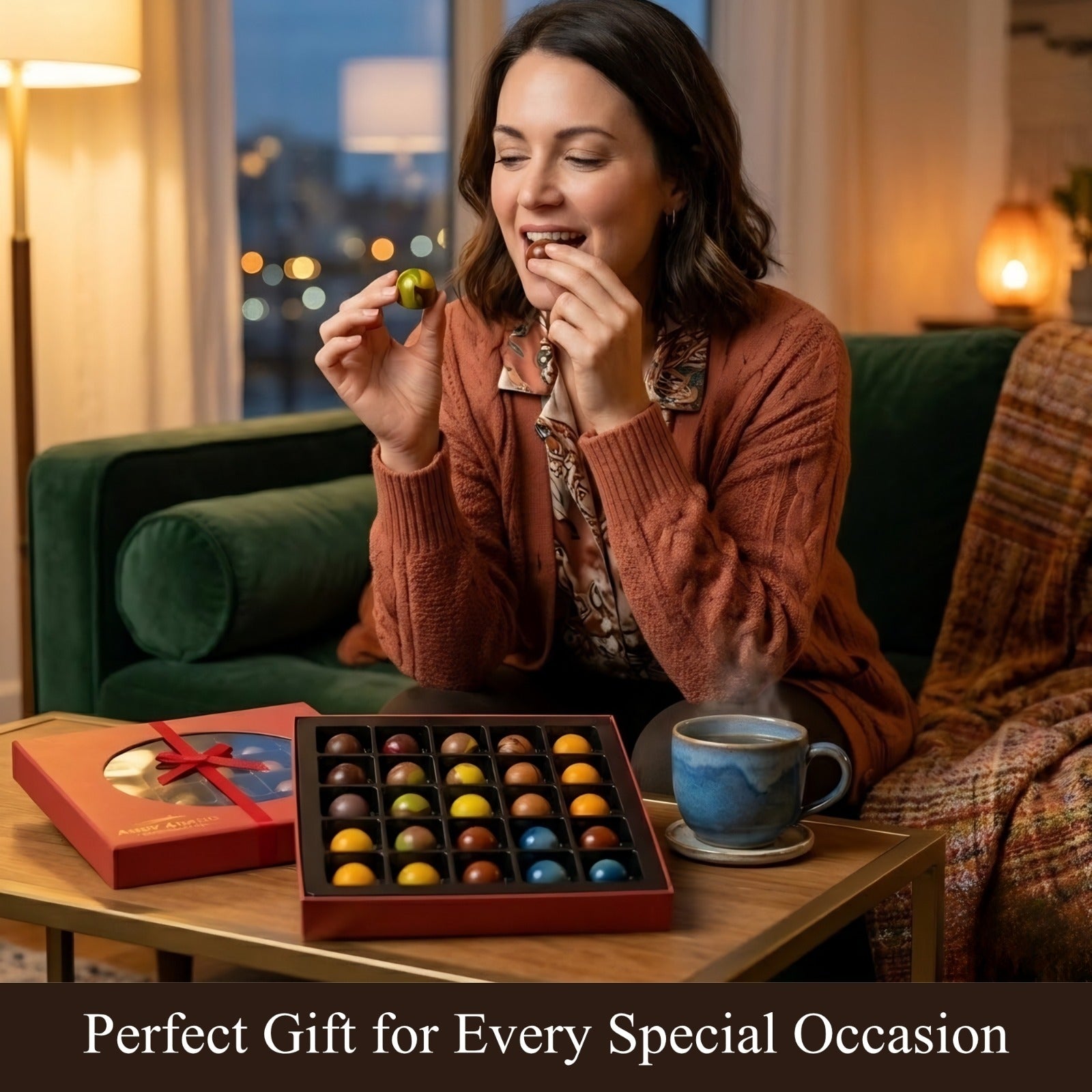 Andyanand Food & Beverages > Desserts & Sweets > Chocolate Andy Anand Monet Chocolate Bonbons Gift Box, 25 pc, 6.52 oz – Gluten-Free Belgian Truffles & Pralines, Birthday & Holiday Gift Collection Belgian Chocolate Bonbons 25 pc | Gluten-Free, Nationwide
