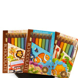 Delightful milk chocolate crayons in vibrant colors, a playful treat for children. Andy Anand Chocolates, All Products, Products, Milk Chocolate.