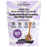 Andy Anand 80pc Sugar Free Australian Licorice Soft Candy 7 Oz, Sweetened with Natural Stevia, Gluten Free - Andyanand