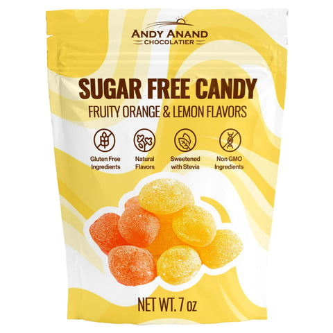 Andy Anand Delicious Sugar Free Fruity Orange & Lemon Flavors - 7 Oz, Stevia Candy for Diabetics Irresistible Taste - Andyanand