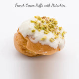 Andy Anand Fresh White Chocolate Profiterole with Pistachios, French Cream Puff, 38 pcs, Made in France, Slowly savor for an amazing experience with a luxuriously creamy feel (1.3 lb) - Andyanand