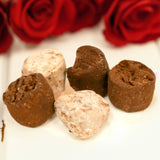 Artisanal dark chocolate truffles in various flavors, including hazelnut, pistachios, nougat, and coconut, presented in a gift box. Andy Anand Chocolates, All Products, Products, Chocolate Truffles- Free 2nd Day Air, Italian Delicacies imported from Italy.