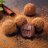 Elegant gourmet Italian dark chocolate truffles in a gift box, featuring a variety of flavors including hazelnut, pistachio, nougat, and coconut. Andy Anand Chocolates, All Products,Products,Chocolate Truffles- Free 2nd Day Air,Italian Delicacies imported from Italy.