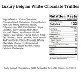 Luxury Belgian White Chocolate Truffles - Meticulously handcrafted chocolate confections filled with rich ganaches and artfully presented. Andy Anand Chocolates, All Products, Products, Chocolate Truffles- Free 2nd Day Air, White Chocolate