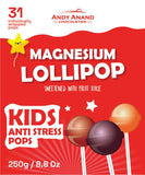 Andy Anand Low - Calorie Lollipops & Calming Magnesium Sweet & Calm Combo in fruit flavors Kids Magnesium Pops, 31 pcs 8.8 oz - Kids Love Them! Sweetened with real fruit Juice - Andyanand