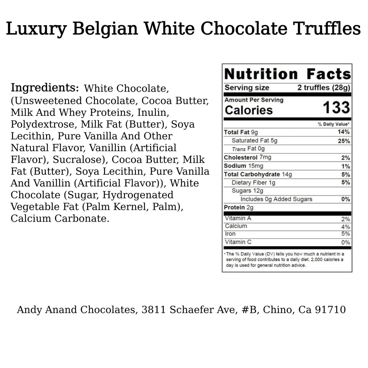 Z - Andy Anand Luxury Belgian White Chocolate Truffles with Delectable Ganache - 16 Pcs — image 5