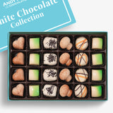 Delectable assortment of gourmet Belgian white chocolate truffles from Andy Anand Chocolates, a premium selection of All Products, Products, Chocolate Truffles- Free 2nd Day Air, and White Chocolate.