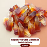 Colorful assortment of chewy, sugar-free cola-flavored gummies in the shape of mini cola bottles. Andy Anand Chocolates, All Products, Products