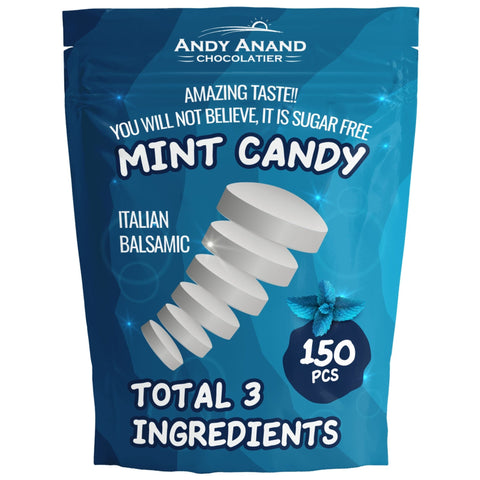 Andy Anand Sugar Free Italian Balsamic Mint Candy: 150 Pcs, Delicious & Refreshing, Ideal for Keto, Vegan, Gluten - Free Lifestyles 7 Oz - Andyanand