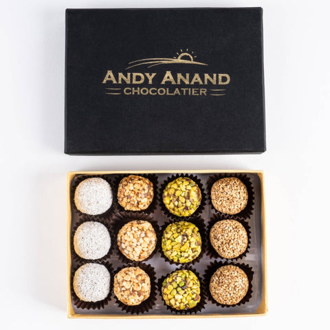 Andy Anand's Exquisite Gourmet Date Truffles, with a Medley of Nuts, Pistachios Hazelnut, No Sugar Added (8 Oz) - Andyanand