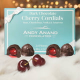 Dark Chocolate Whole Cherry Cordials 24 pcs, Rum, Chardonnay, Vodka & Amaretto Flavors. Individually Wrapped, Flown Fresh from Europe, Unforgettable Chocolate Experience 12 Oz - Andyanand