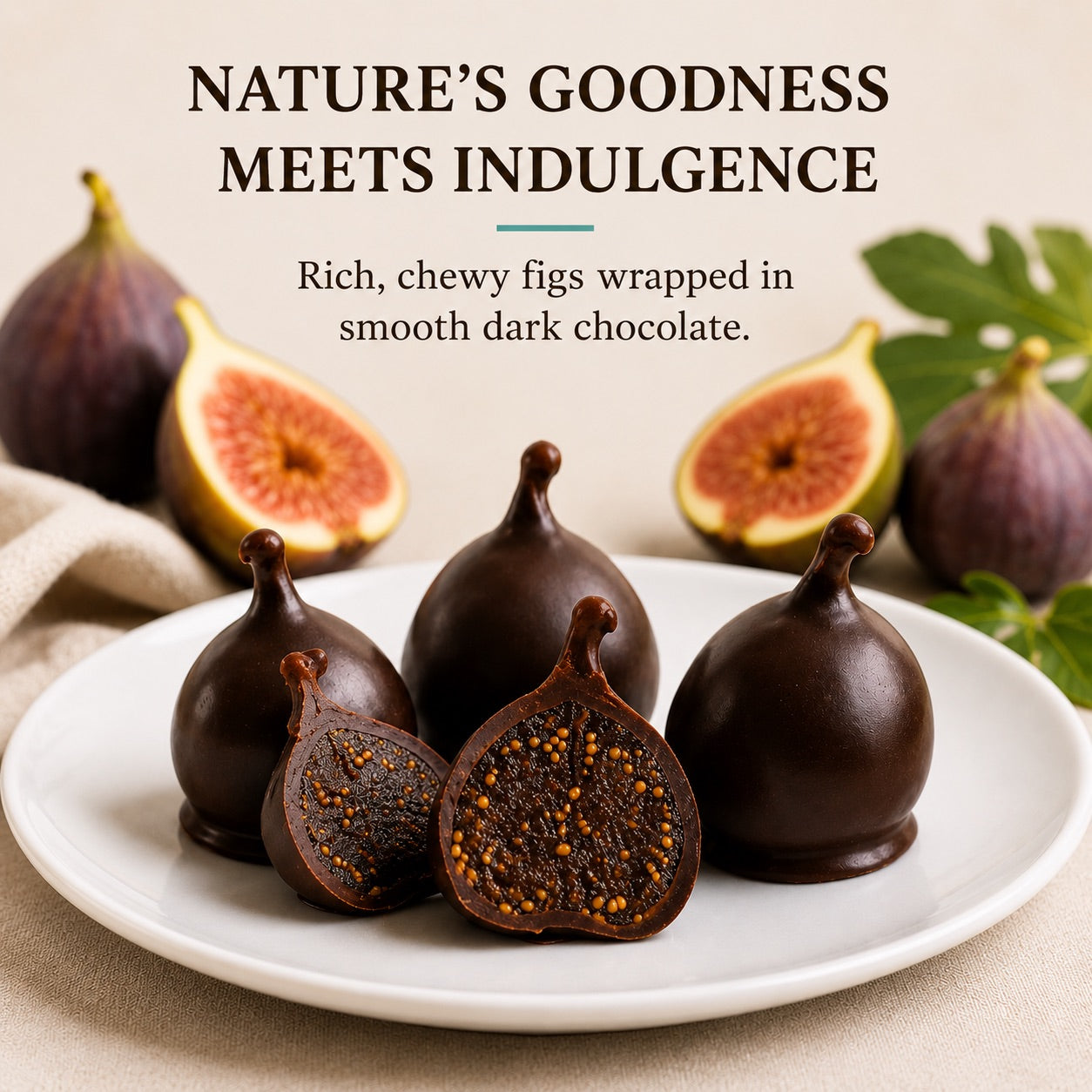 Andy Anand Vegan Belgian Dark Chocolate Figs - 24 Pc Gift Box, Premium