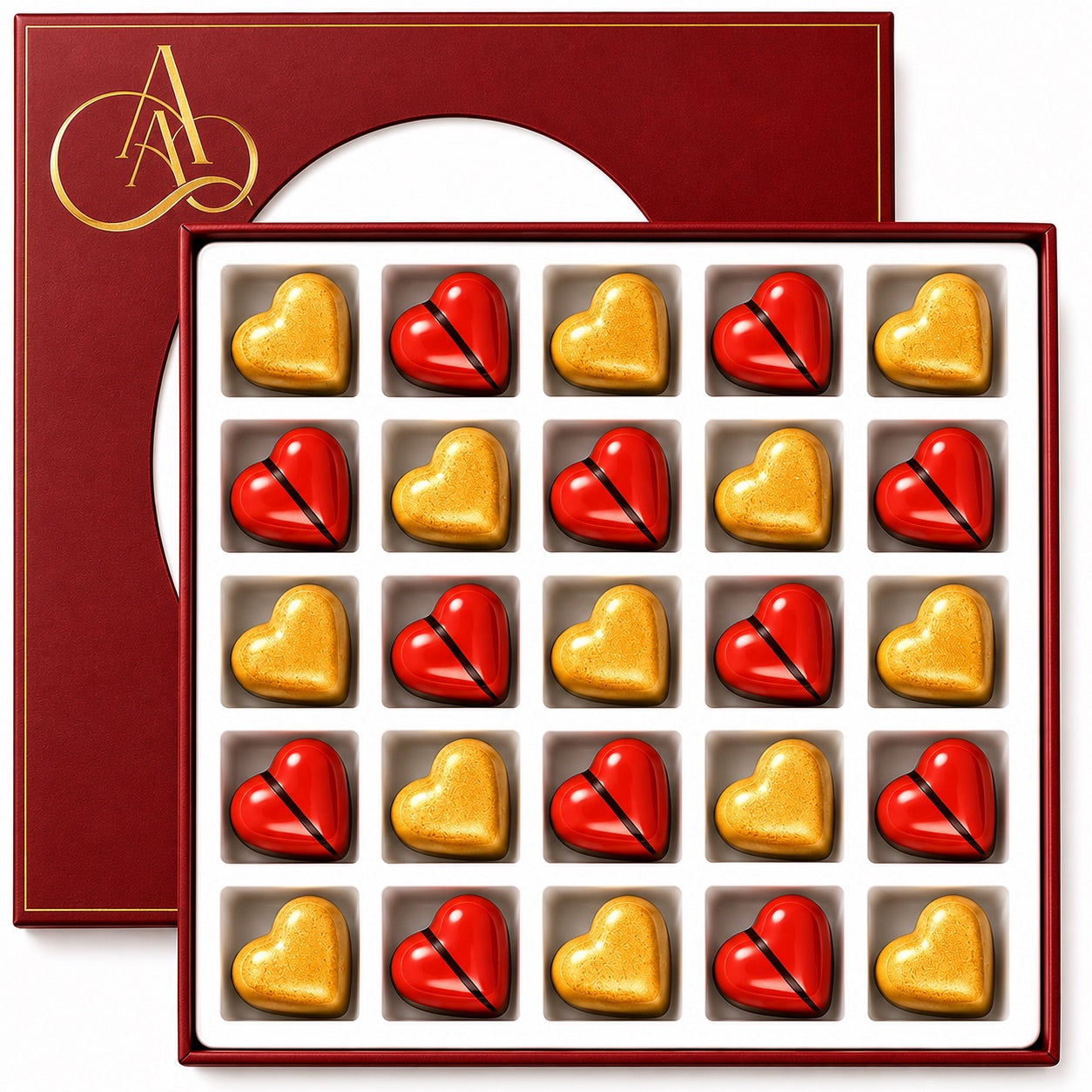 Andy Anand White Chocolate Heart Gift Box, 24 pc, 60% Cocoa – Gluten-Free, Silky Smooth, Valentine's Day, Anniversary & Special Gift