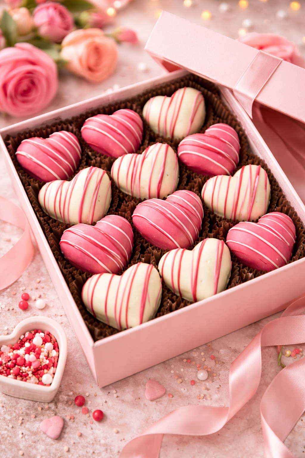 Andy Anand Heart Shaped Chocolate Cake Bites (16 ct, 18 oz) - Gourmet Valentine’s Day Gift Box - Decadent Moist Chocolate Hearts, 2 Fun Designs - Delicious Treats for Date Night, Party & School