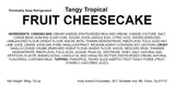 Andy Anand Tropical Fruit Cheesecake 9", Pineapple, Pears & Peach - Daily Fresh Baked (2 lbs)